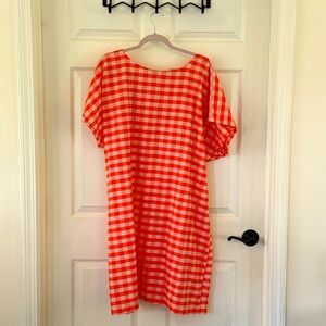 Handmade Palaka Dress. Size 2x. Orange & White